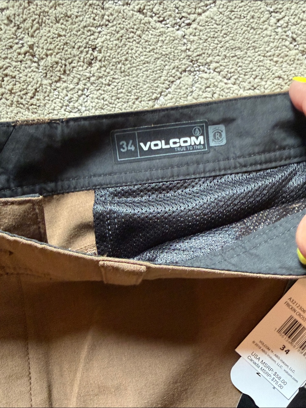 Volcom Hybrid Shorts — Brown/Tan Men's Casual Boardshorts - Picture 3 of 4